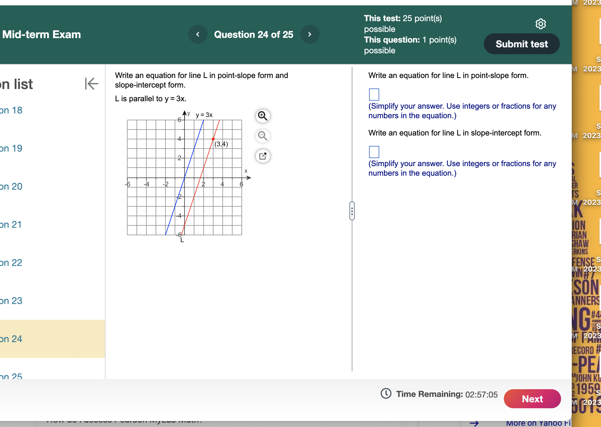 3n19 an 20 an 21 I This test: 25 point(s) possible Question