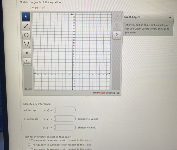 is symmetric with respect to the x-axis. O The equation is symmetric