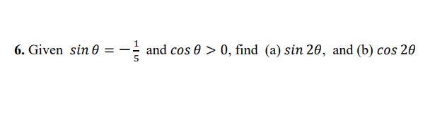 and (b) cos 20 = 1-2 21 sin 9 = cos9 =