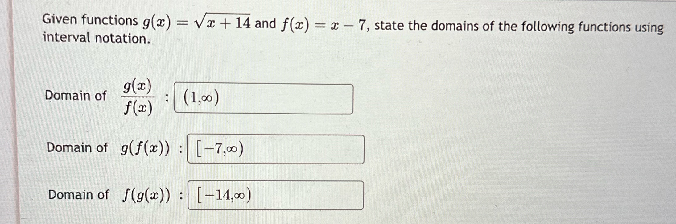 Given functions g(c) = .tGVi4 and f(c) = c ---- 7, state