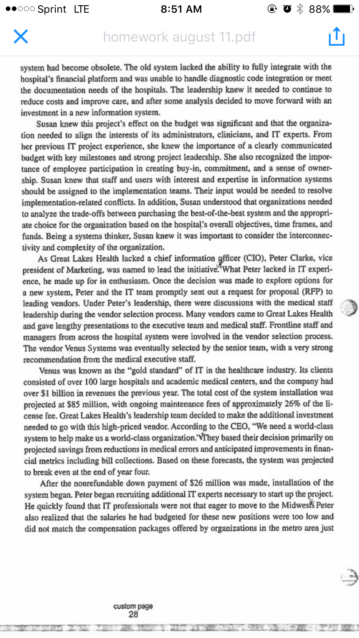 of the major facts - Summarize the facts in narrative or outline