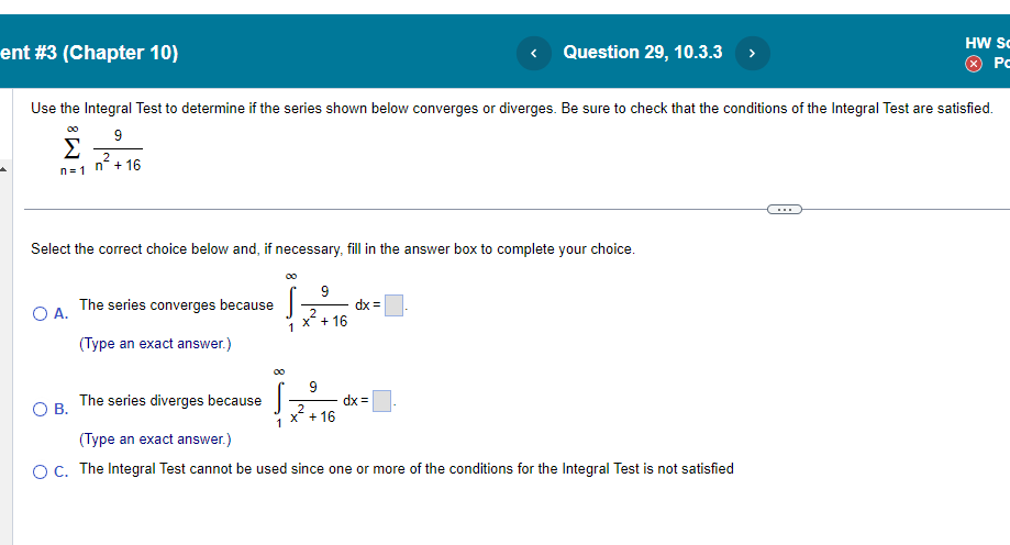 converges, what is the series' sum? Select the correct choice below and
