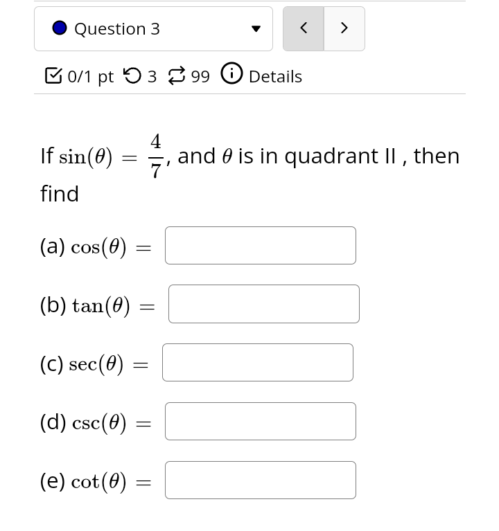 equals tan(6) equals 6013(9) equals . Question 1 v E on pt