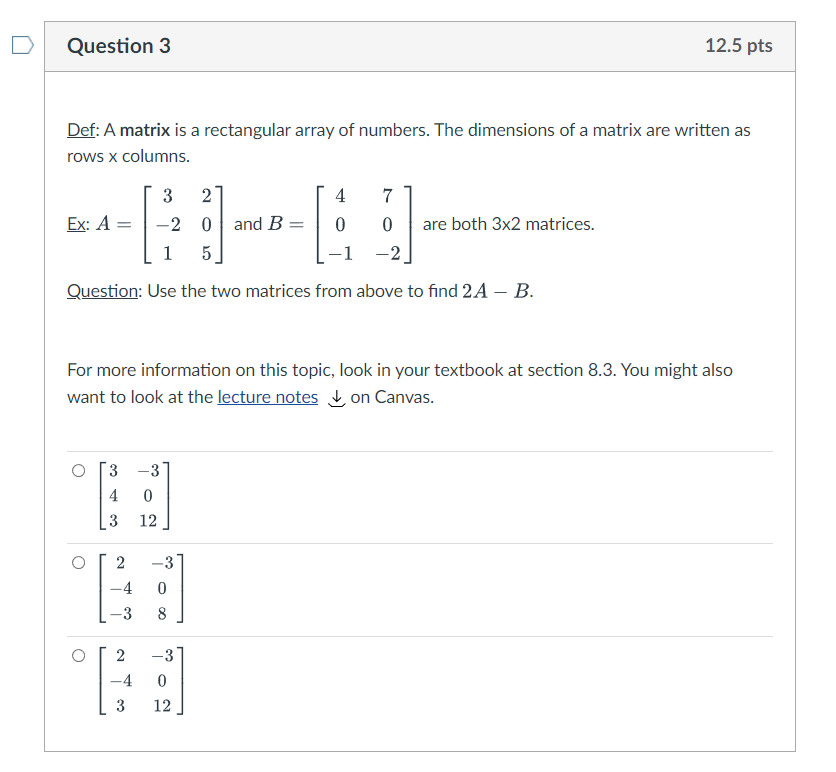 of numbers. The dimensions of a matrix are written as rows x