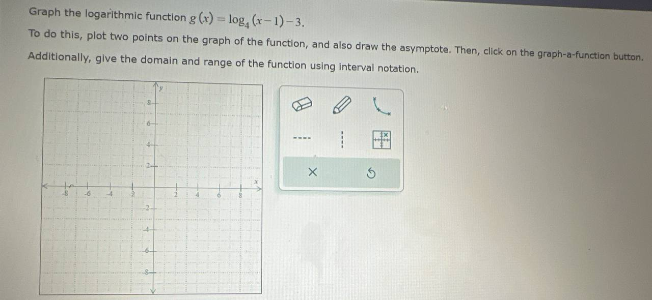 also draw the asymptote. Then, click on the graph-a-function button. Additionally, give