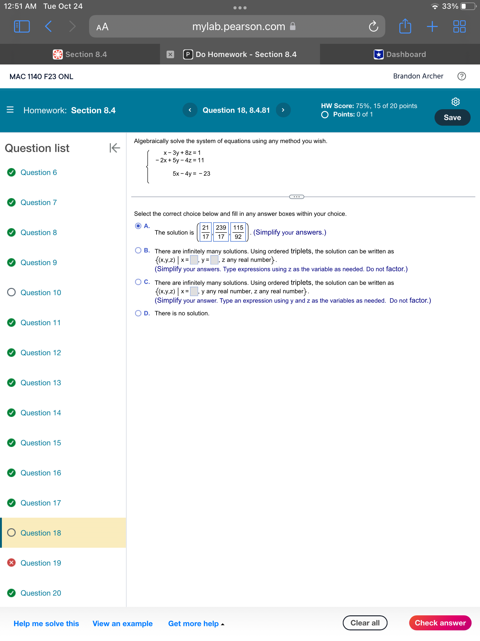 0 Question 7 Select the correct choice below and fill in any