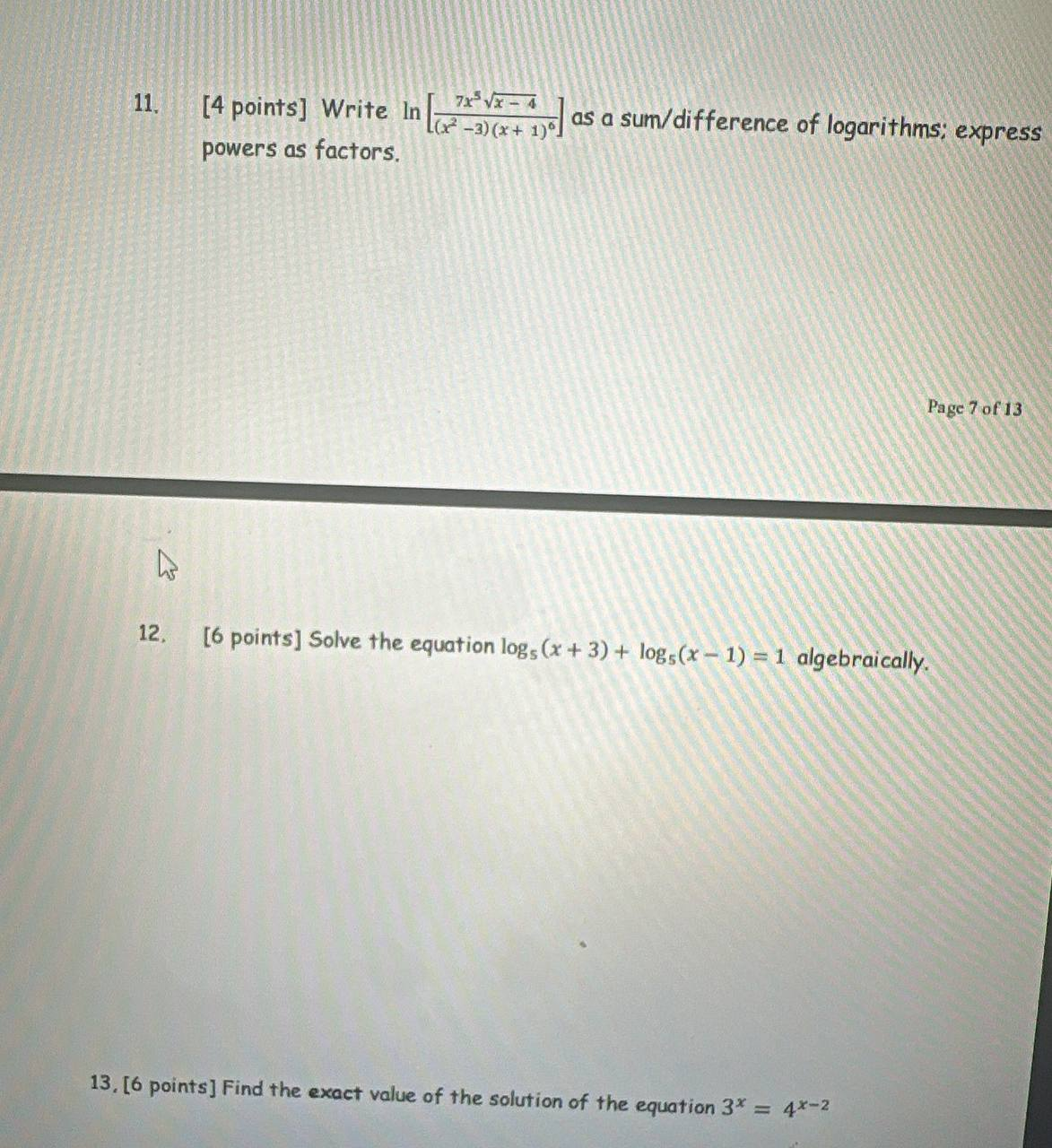 (x+ 1)6] as a sum/difference of logarithms; express powers as factors. Page