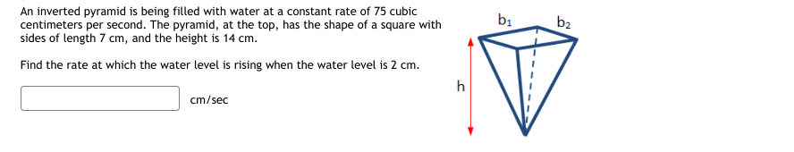 square is :1 square meters per hour. An inverted pyramid is being