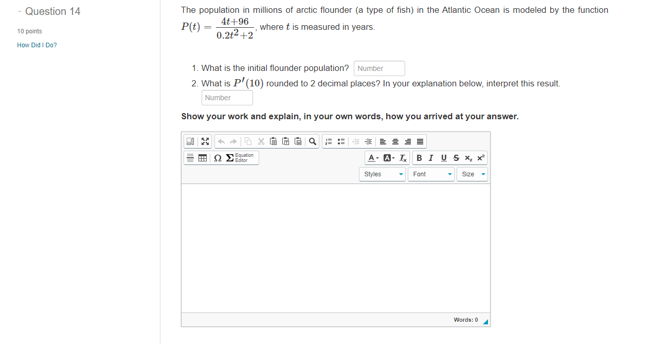 - Question 14 10 points How Did Do? The population in millions