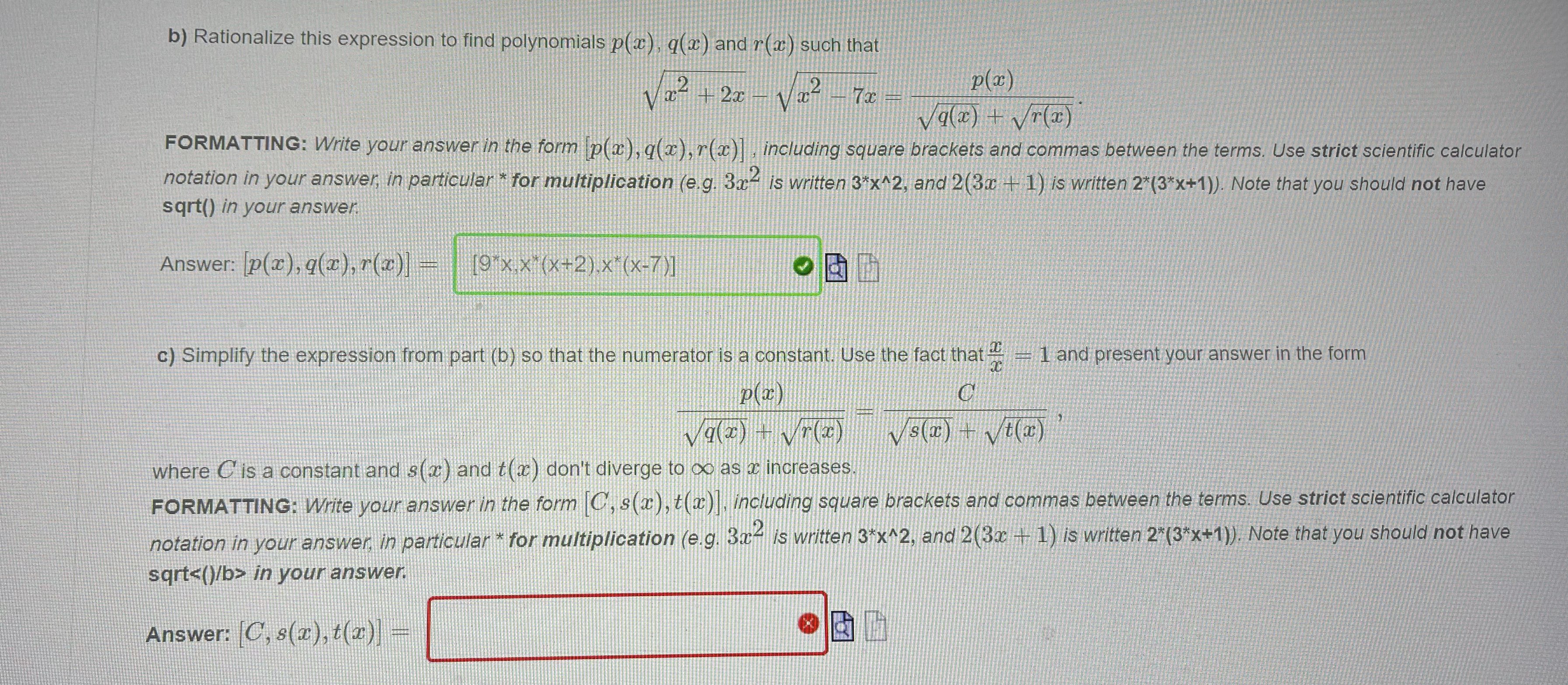 r(a ) such that Vx- 4 2x - Vx- -7x p(x) Vq(x)