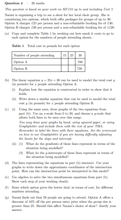 (a) 5t = +7 4 4k (b) 7k = 5t + 91Question