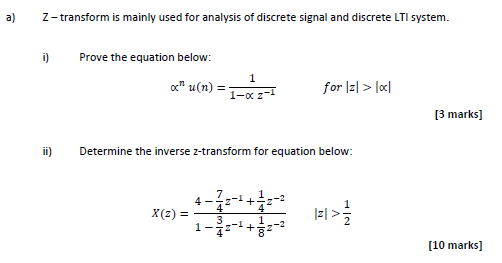 Q4a Please provide full solution and show all steps a) Z