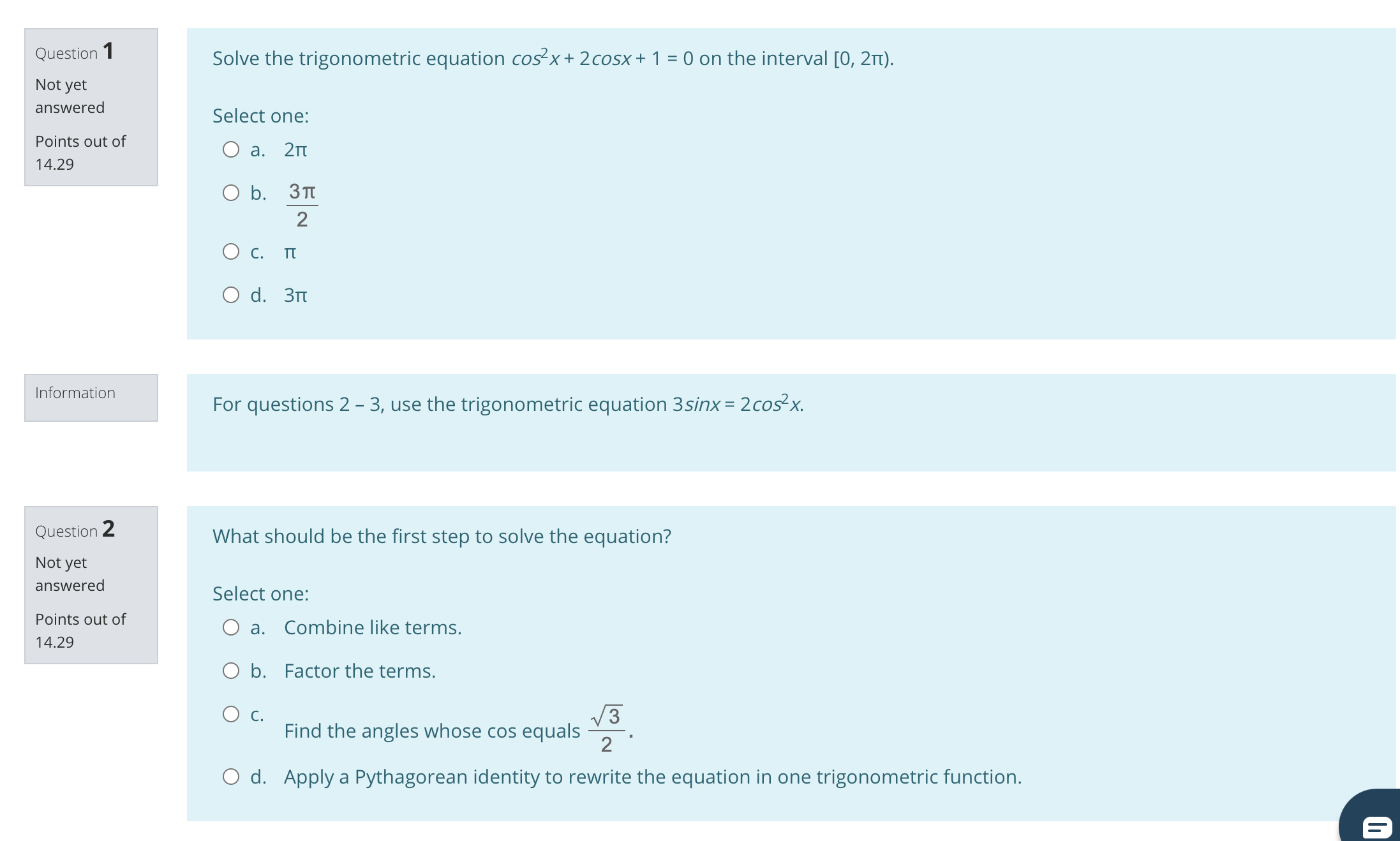 Of. 7n 4Information For questions 4 - 5, use the trigonometric equation