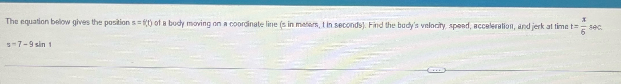 of a body moving on a coordinate line (s in meters, t