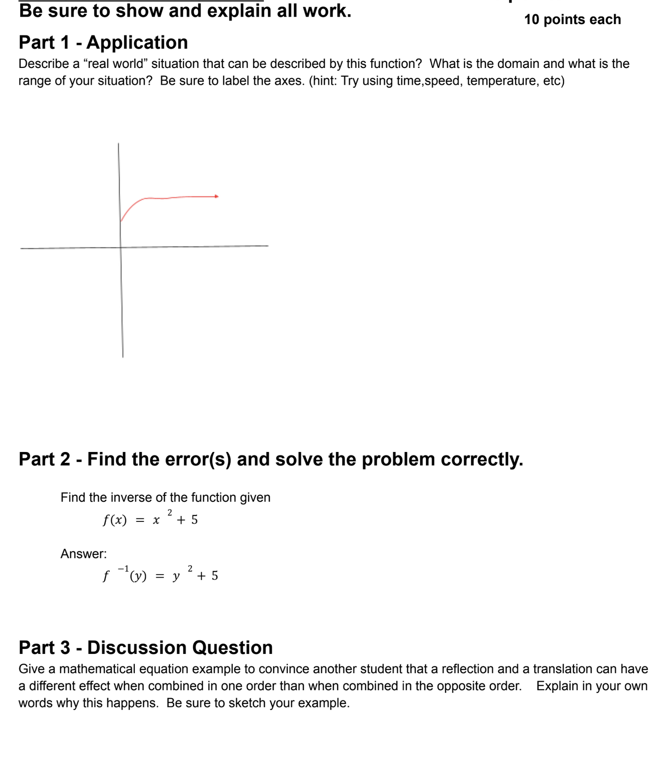 points each Part 1 -App|ication Describe a \"real world\" situation that can
