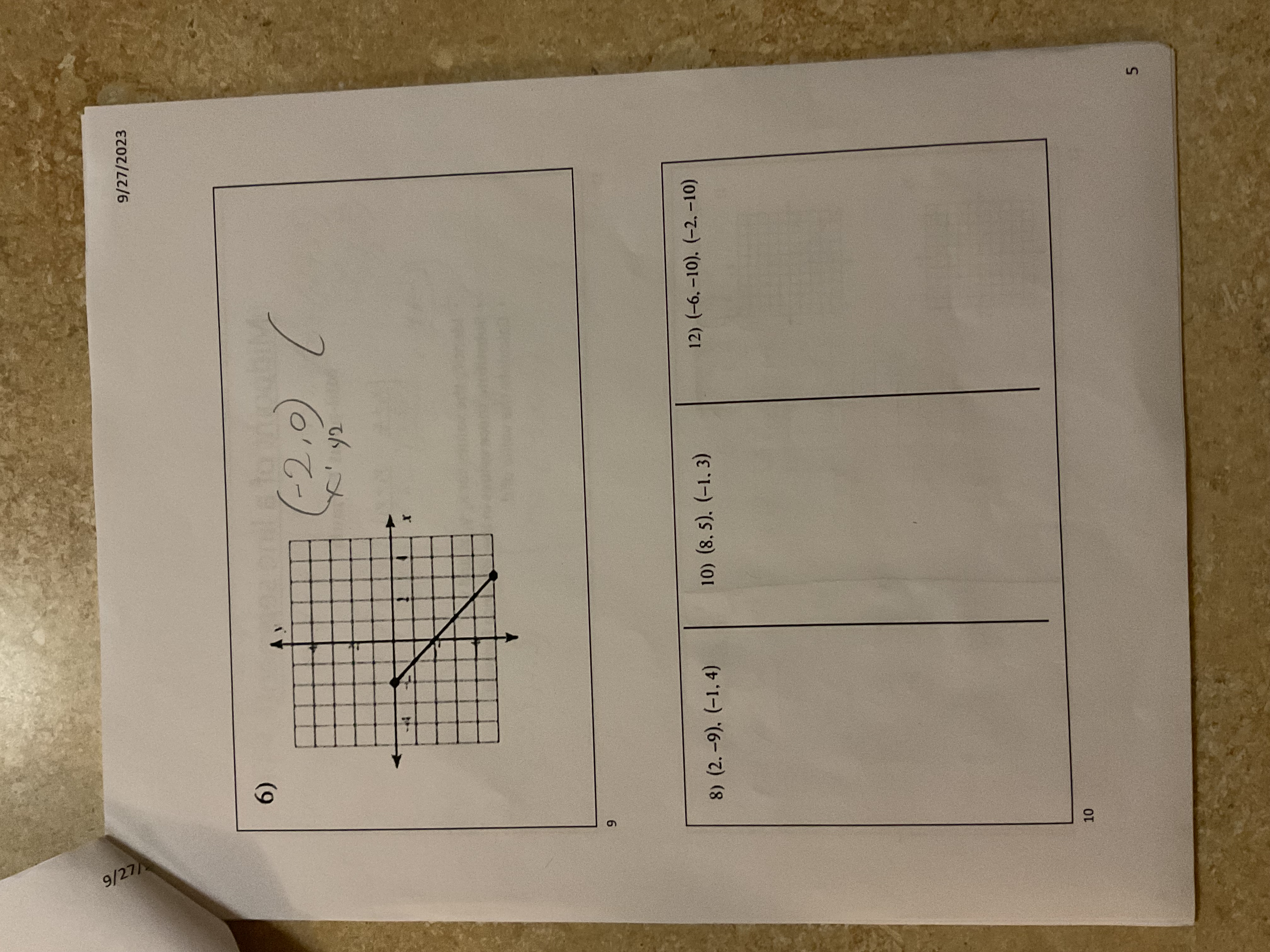 the points A( ) & B( ), find: Graph Distance Midpoint Slope