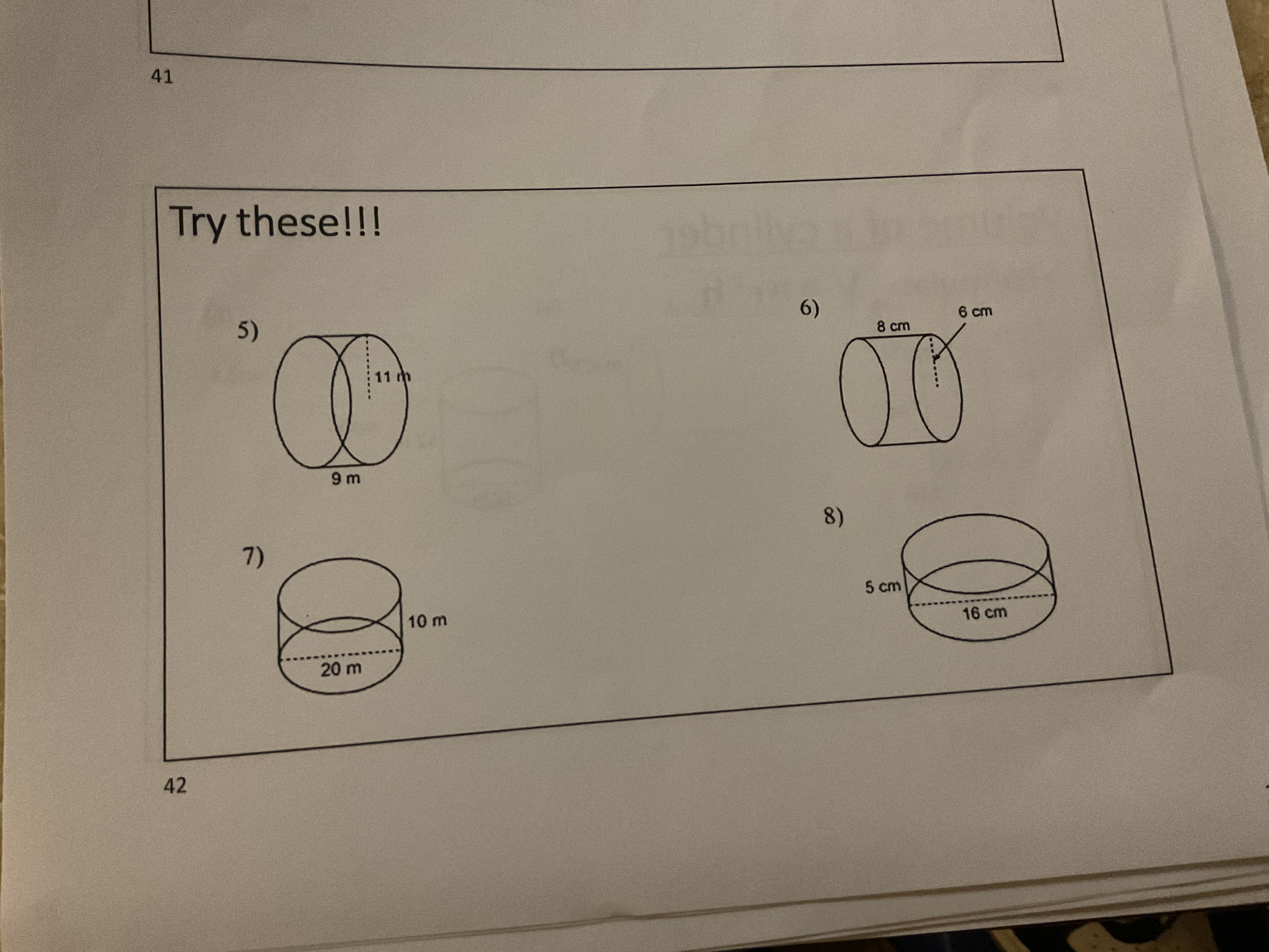 TY- 2 TC7-2 r(2nr + h) C TEY 2 TE7-2 2nrh 2TT