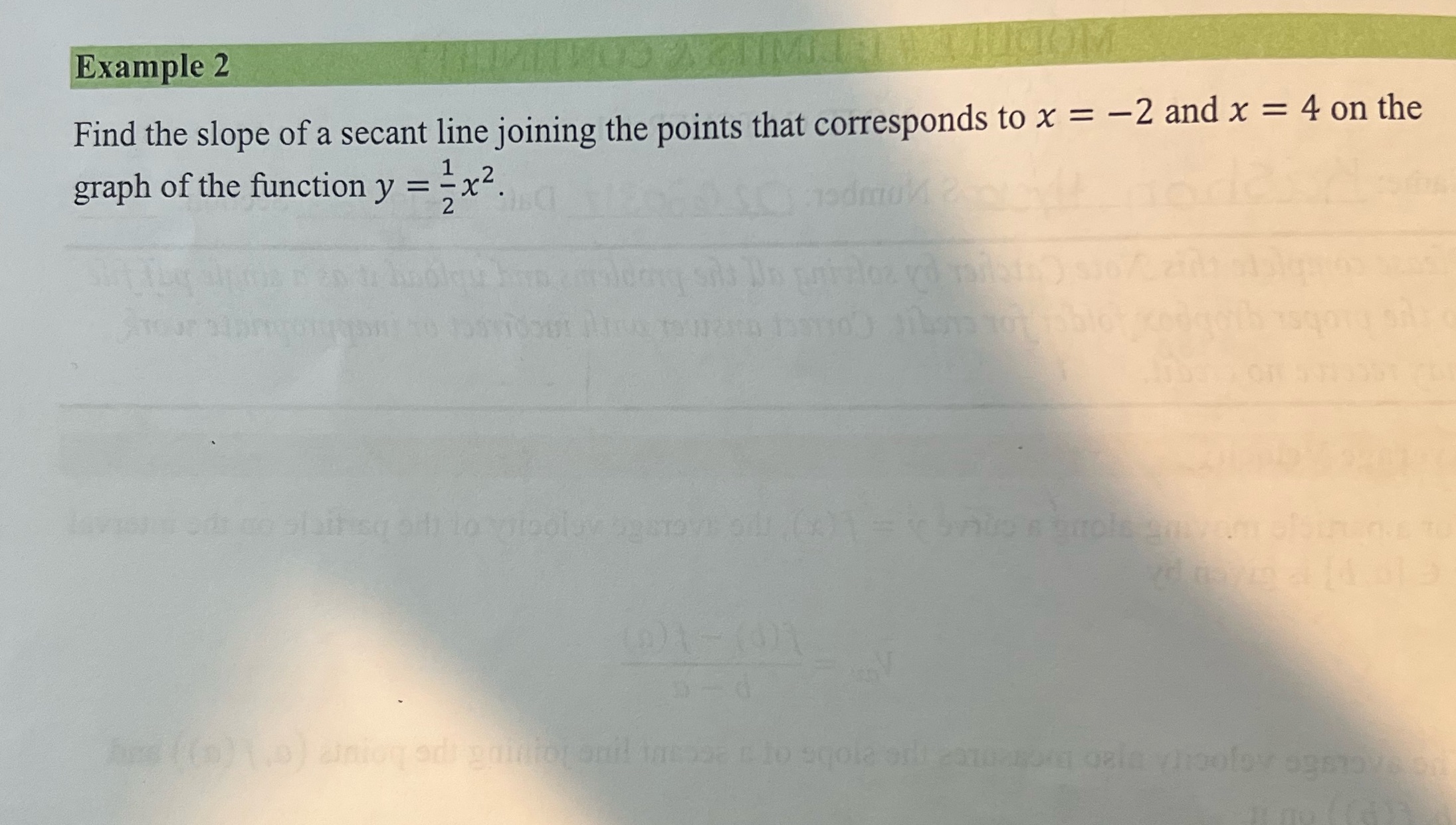 of a secant line joining the points that corresponds to x =