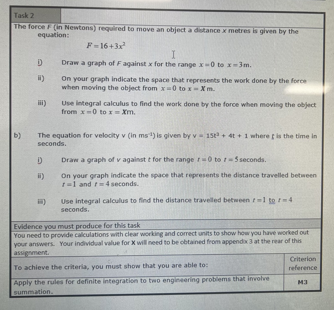 to move an object a distance x metres is given by the