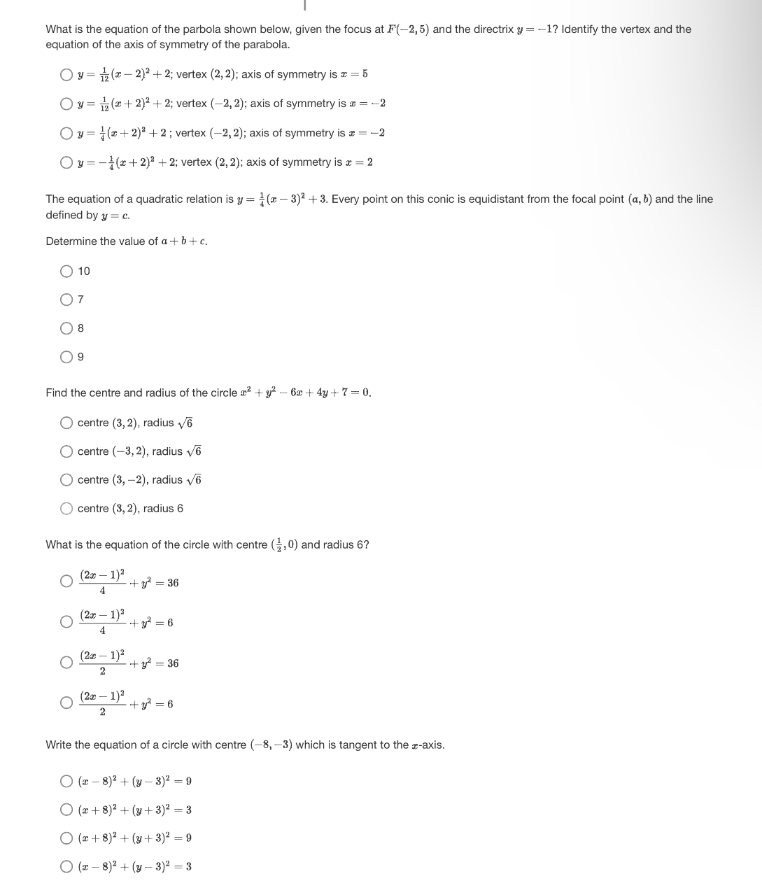 directrix is at y = 1, what is the vertex form of