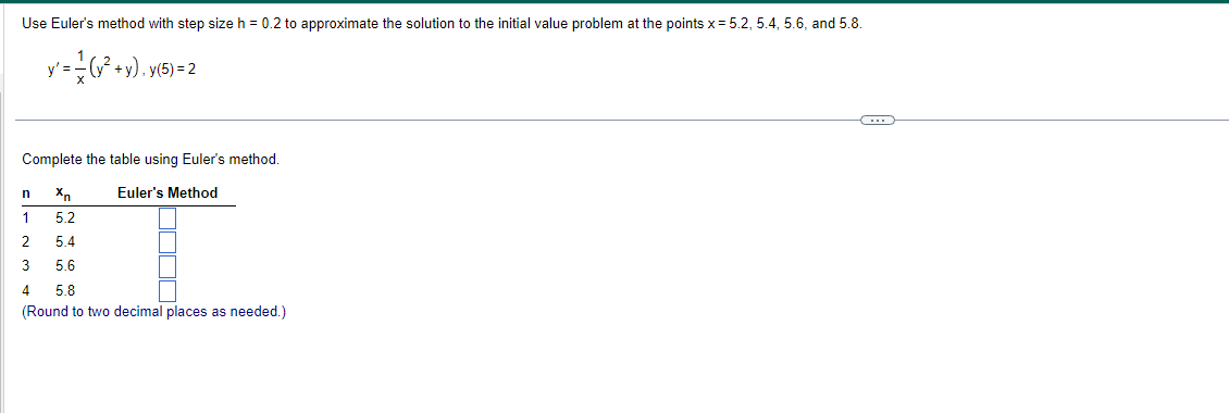 the solution to the initial value problem at the points x =