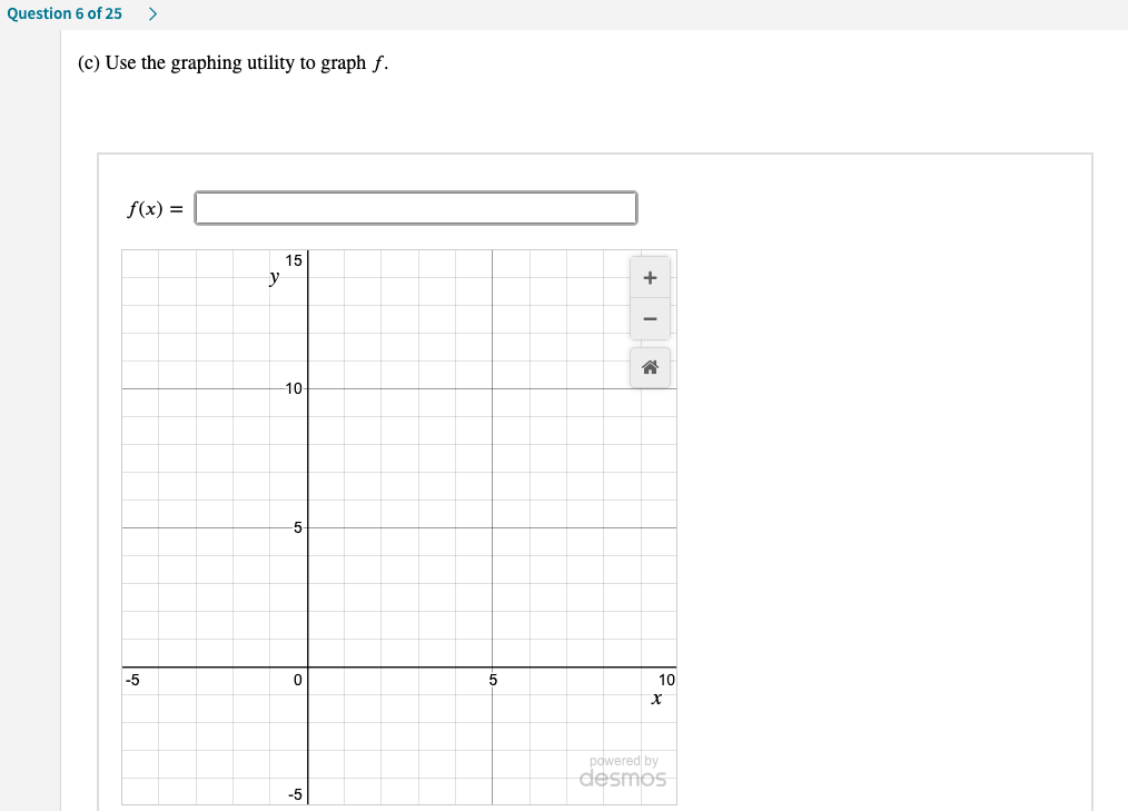 absolute minimum value:Question 6 of 25 > (c) Use the graphing utility