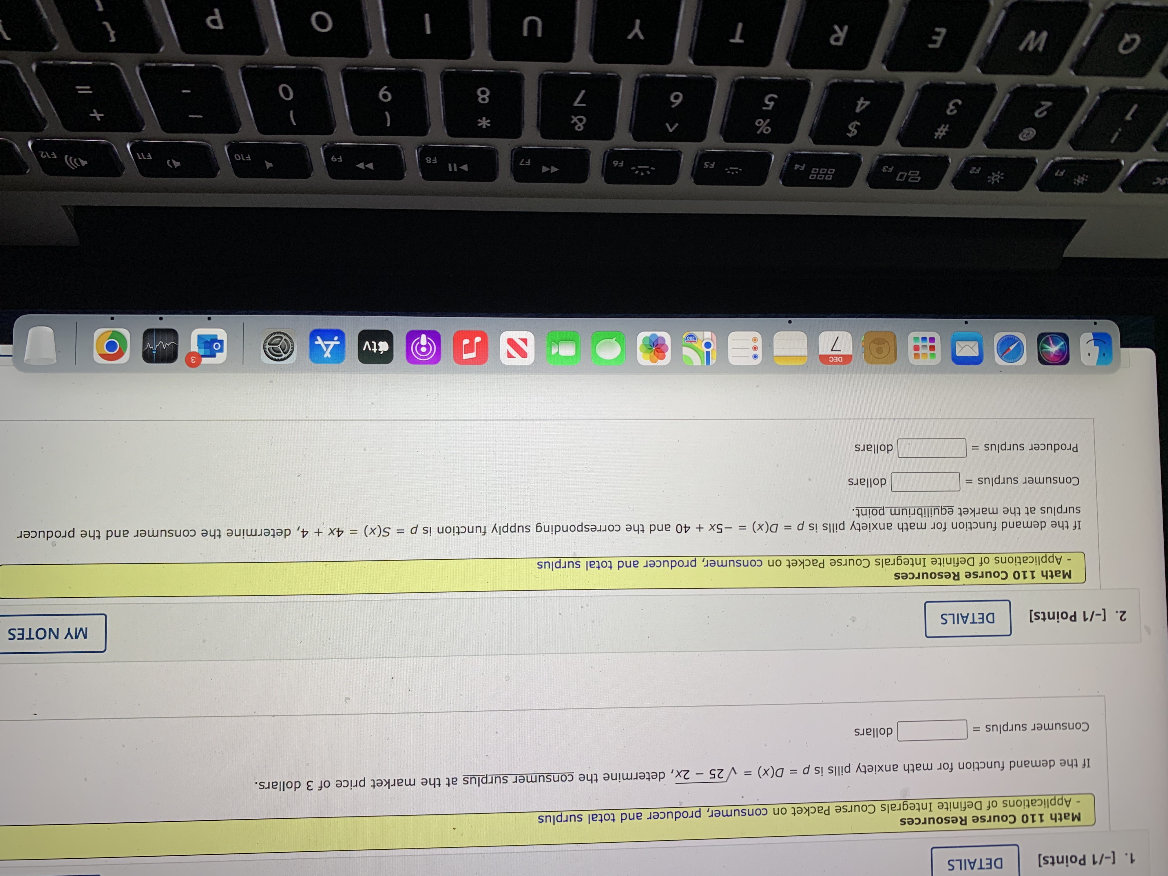  1. [-/1 Points] DETAILS Math 110 Course Resources - Applications of