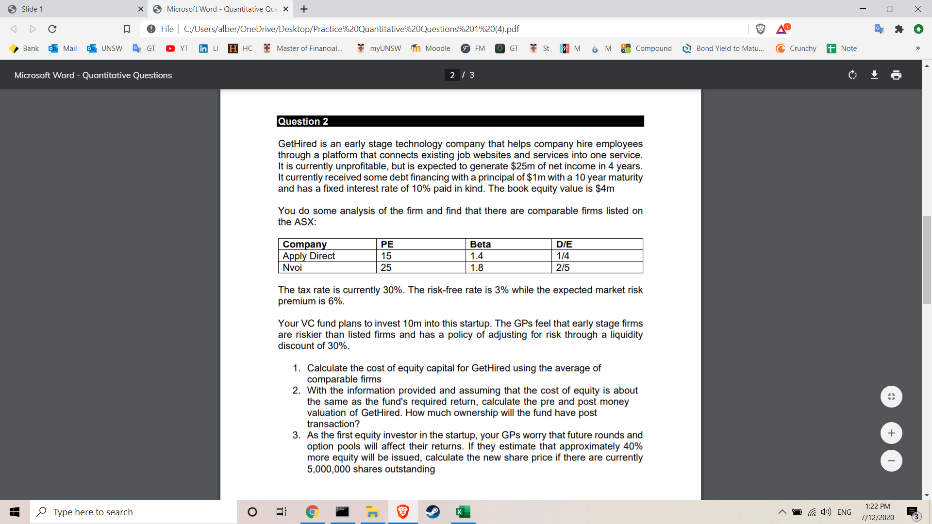 Slide 1 x 5 Microsoft Word - Quantitative Que X +