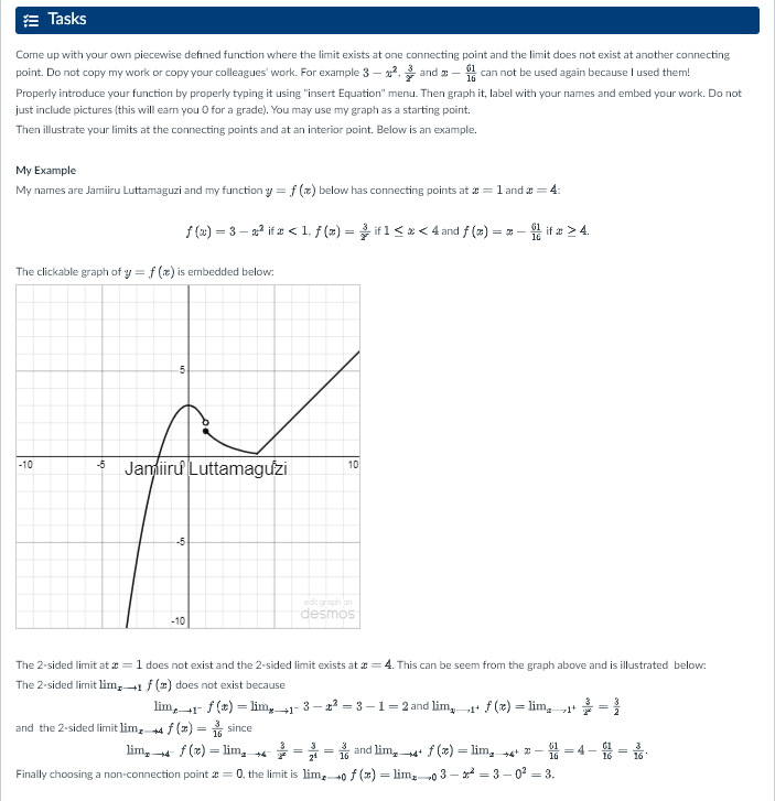  Tasks Come up with your own piecewise defined function where the