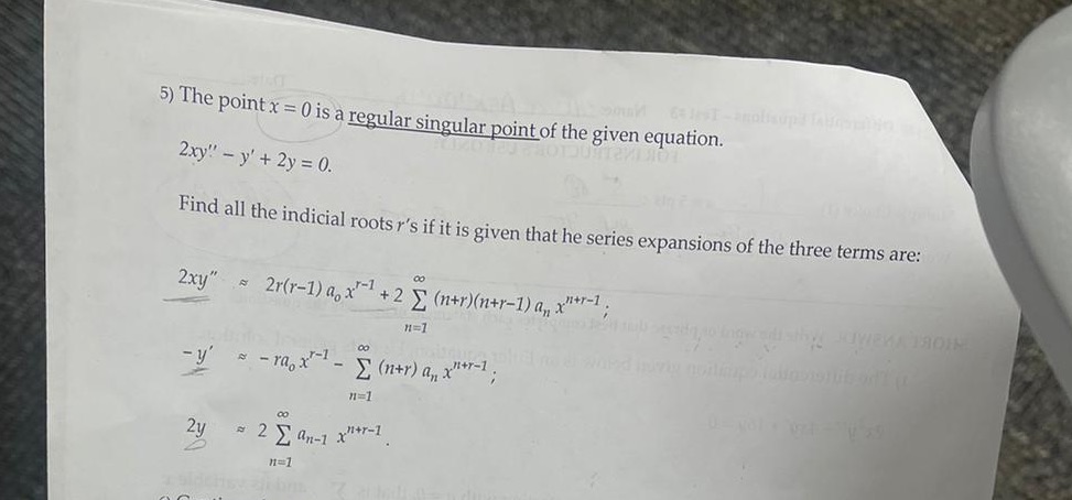 of the given equation. 2xy" - y' + 2y = 0. Find