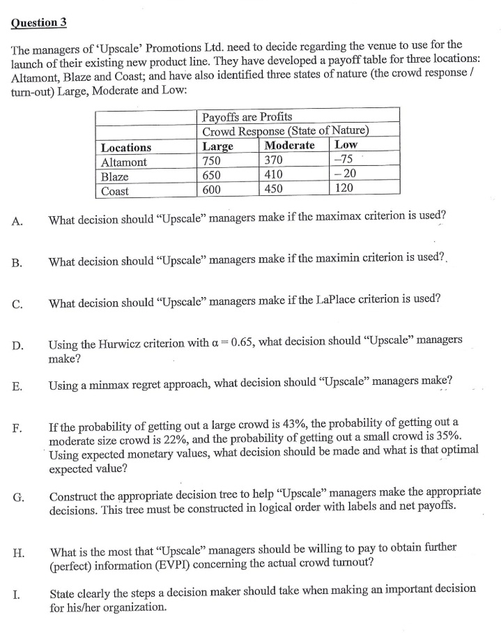  This is a operations research question. Please take your time when