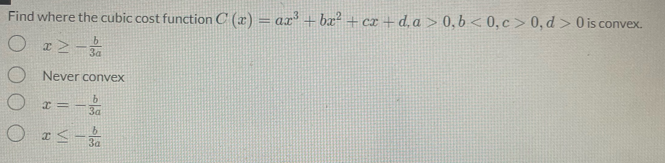 Find where the cubic cost function C (x) = ax +