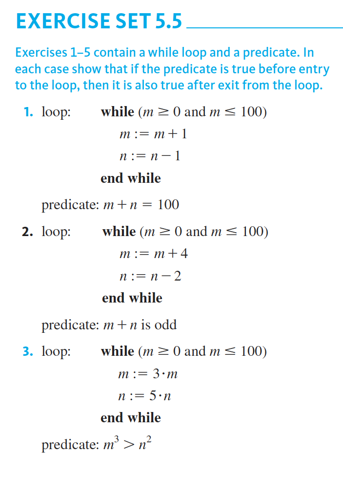  EXERCISE SET 5.5 Exercises 1-5 contain a while loop and a