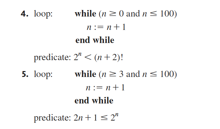 2. loop: while (m > 0 and m = 100) m :=
