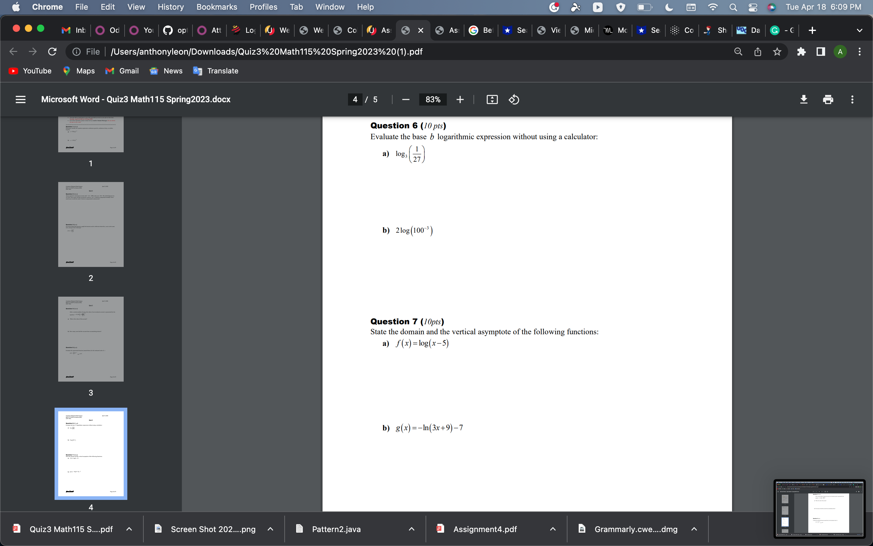 Q Tue Apr 18 6:09 PM M Inb O Od O You