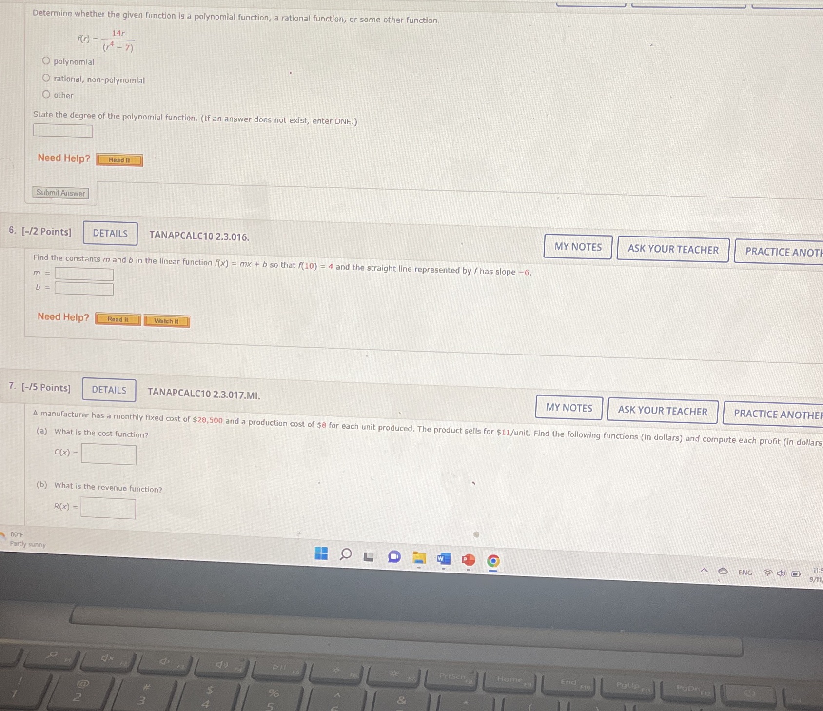  |' . . . __J'_J Determine whether the given function is
