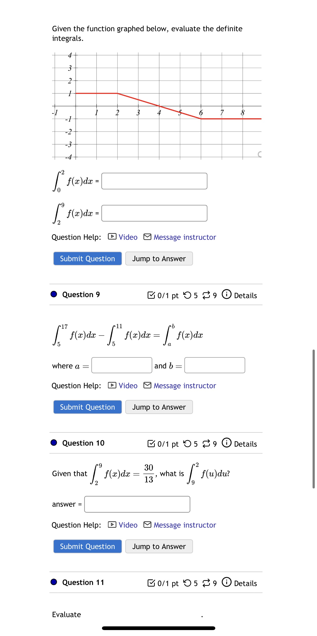 f(ze) dac = (f(x) da = Question Help: Video Message instructor Submit