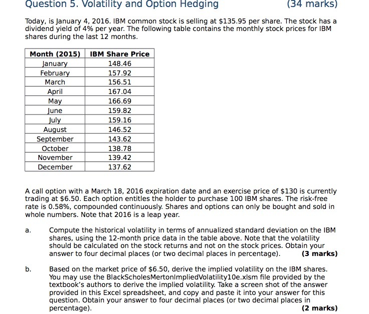 4. 2016. IBM common stock is selling at $135.95 per share. The