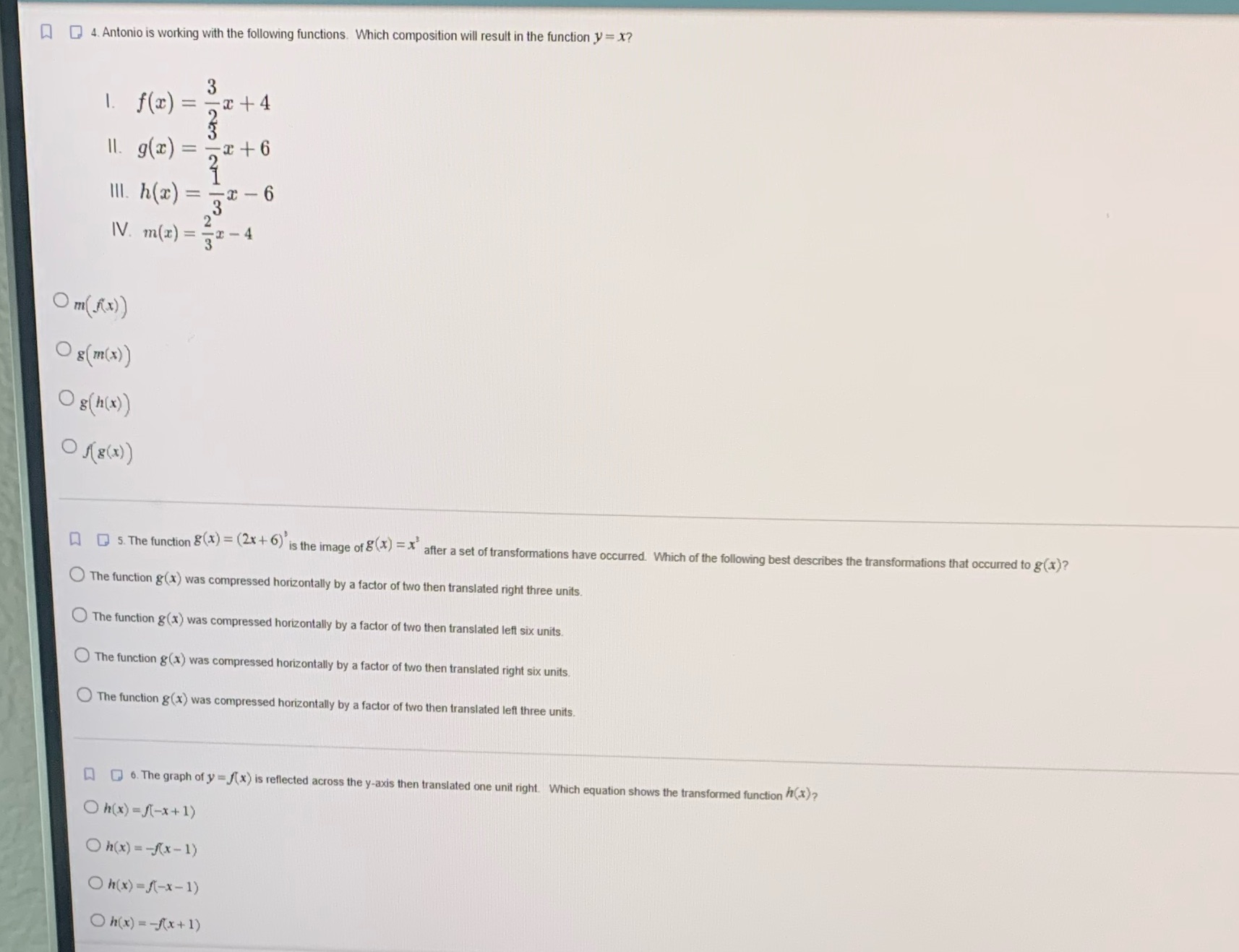 result in the function y = x? 3 1. f(z) =-2+4 11.