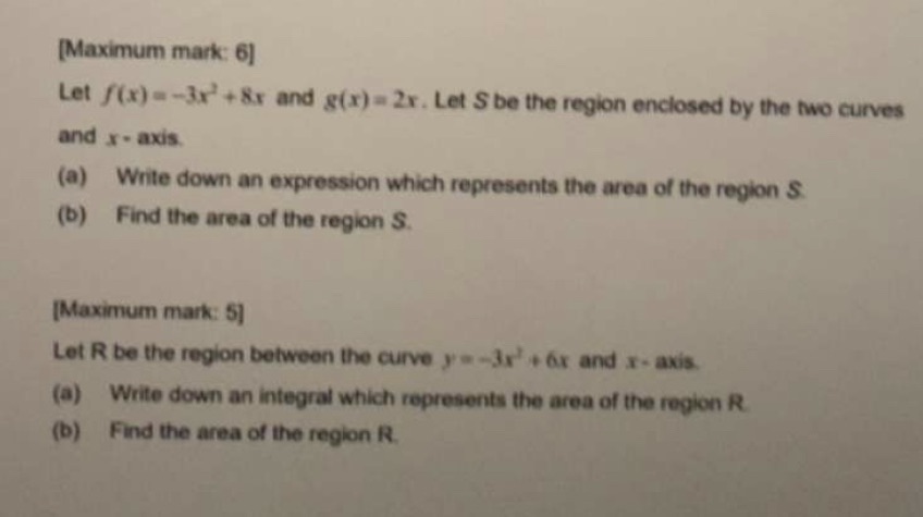 2x. Let S be the region enclosed by the two curves and