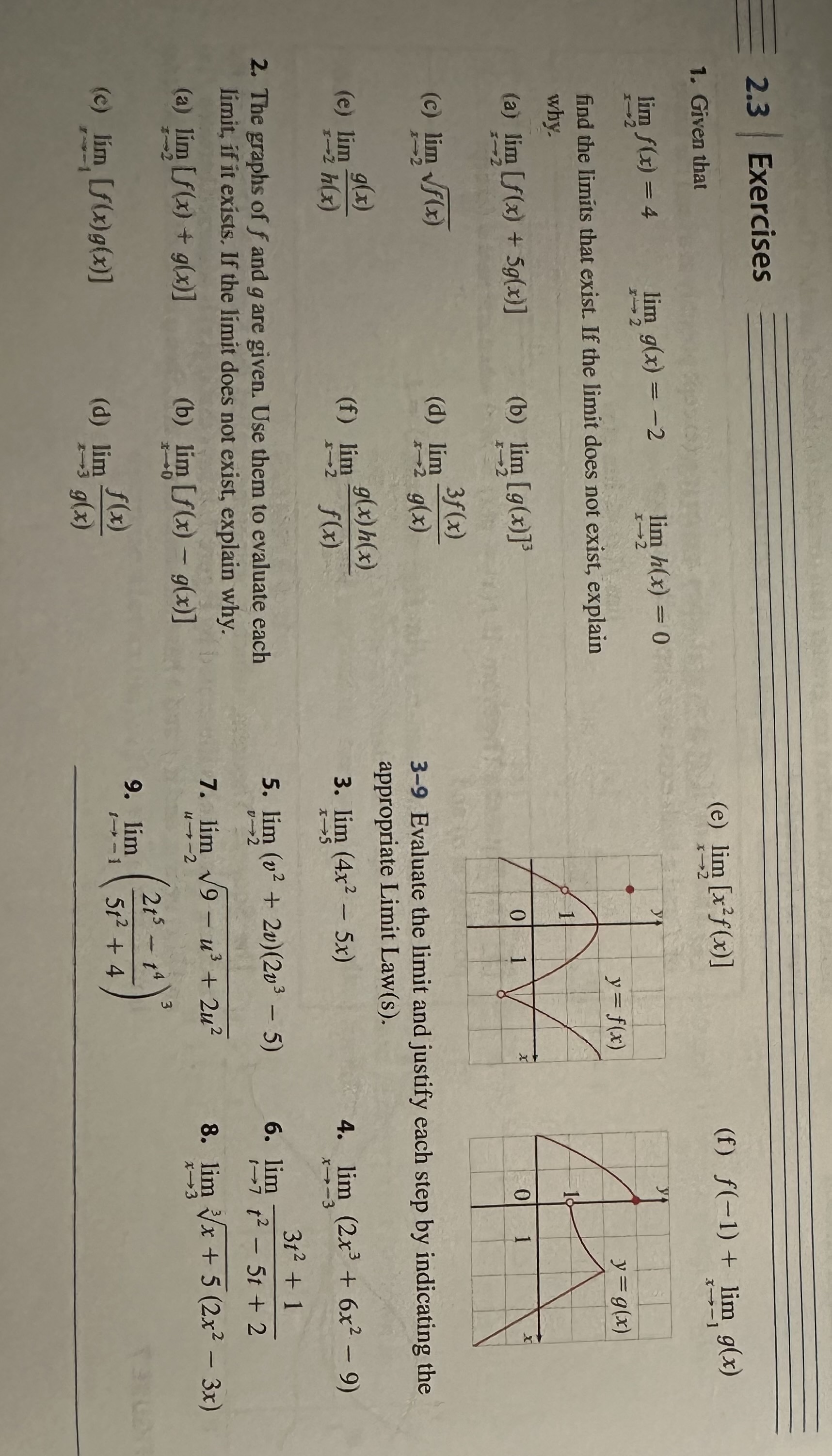 can i get help with this please 2.3 Exercises 1. Given