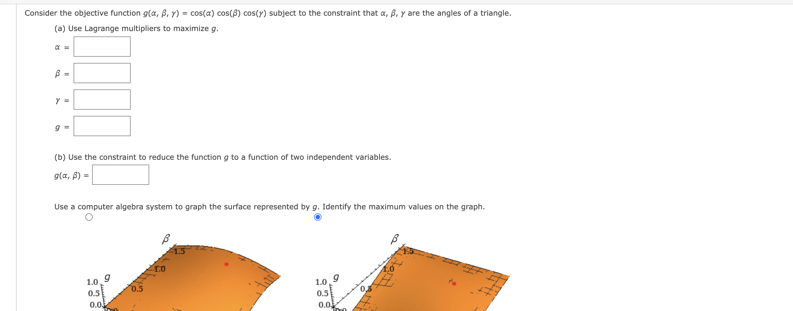 subject to the constraint that 0:, [3, y are the angles of