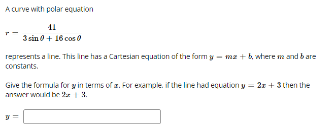 a line. This line has a Cartesian equation of the form y