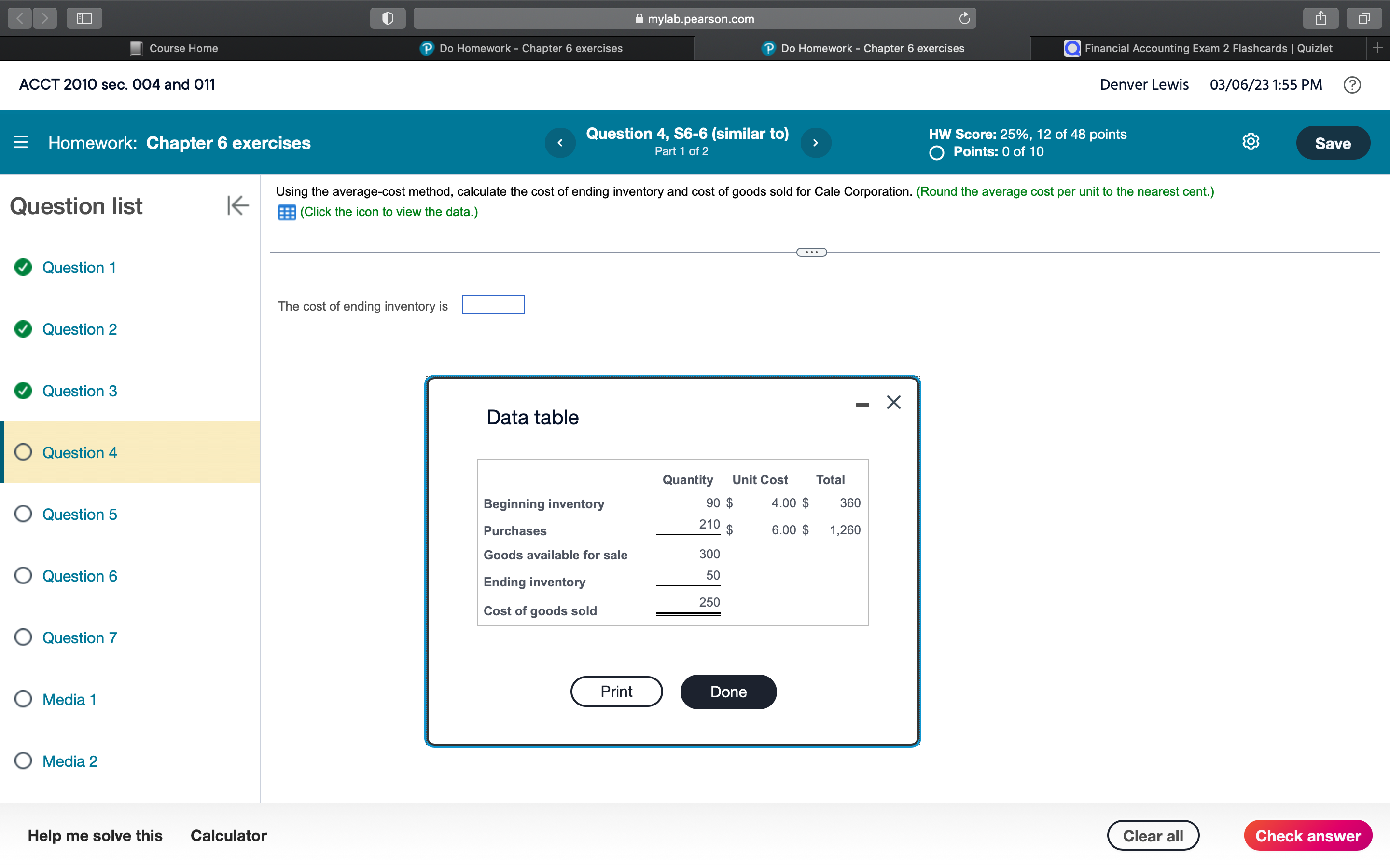  mylab.pearson.com C Course Home P Do Homework - Chapter 6 exercises