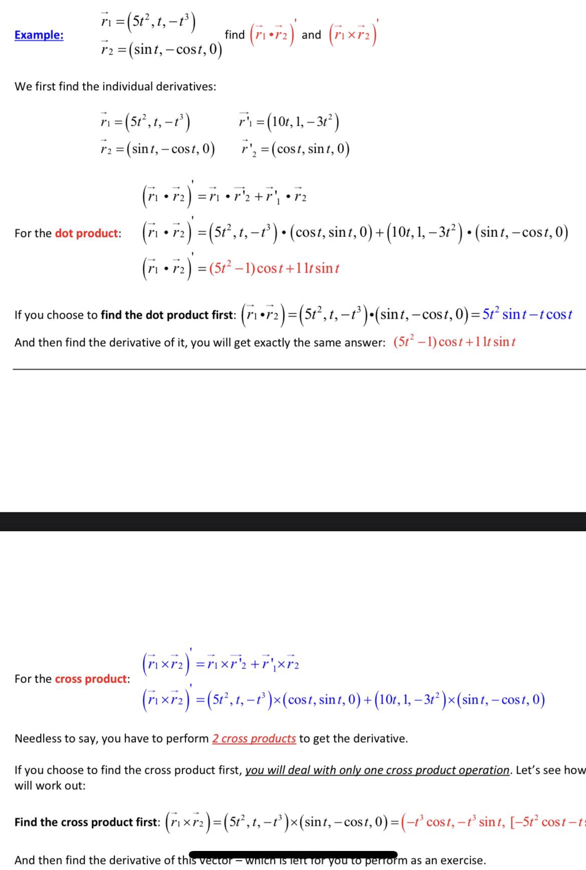 derivatives: ri = (5t?, t, -13) P'1 = (10t, 1, - 312