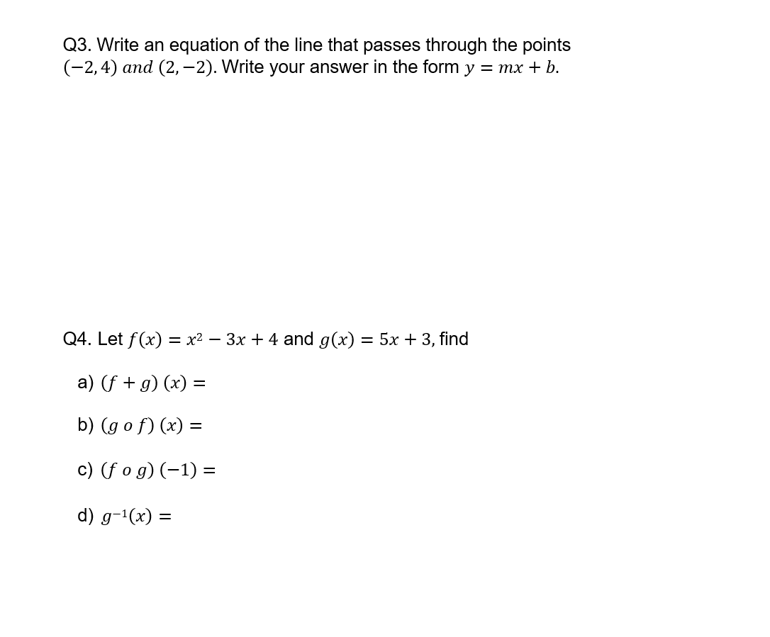radius 4. (2 marks) 03. Write an equation of the line that