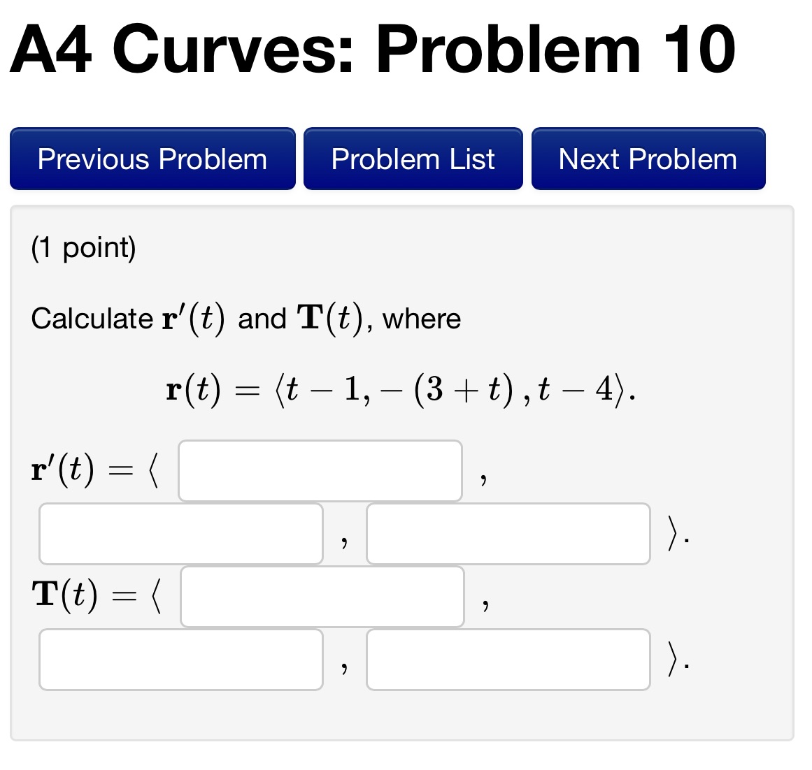  A4 Curves: Problem 10 Previous Problem Problem List Next Problem (1