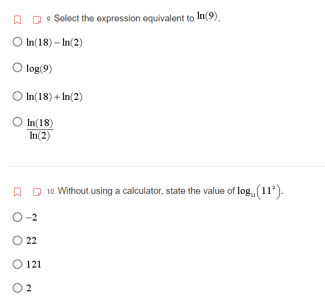 (16) O log, (32)Q 3. Simplify log, (a) + log, (b). O
