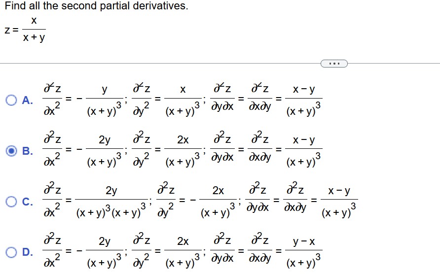 y)s 2y OB. 2x - 2x2 = x- y ( x +