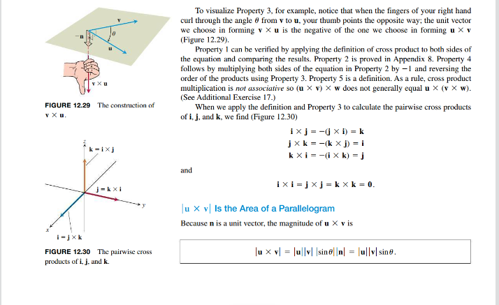 and "|u v| is the Area of a Parallelogram" (p. 737 -